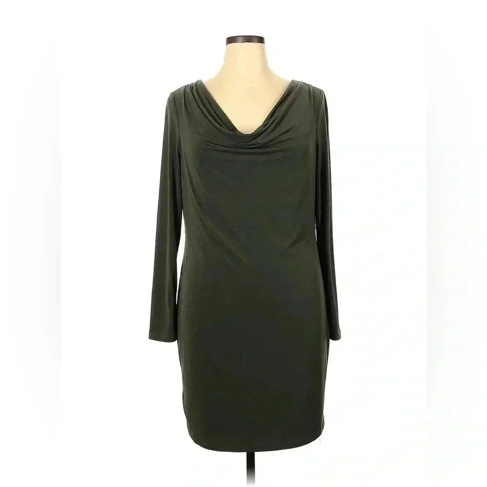 4/$25 Calvin Klein Green Scoop Neck Shift Dress Sz 8